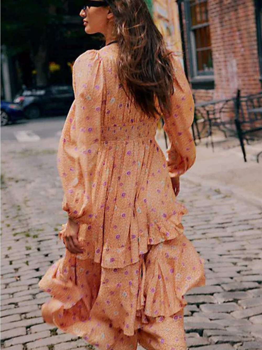 Free People Tried & True Yellow Floral High-Low Maxi Dress